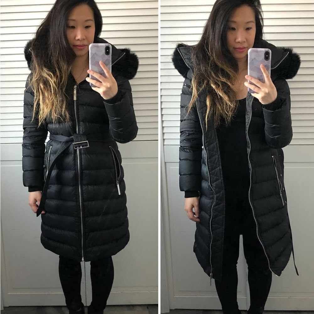 Size Small Black Burberry Limefield Hooded Belted Puffer Jacket